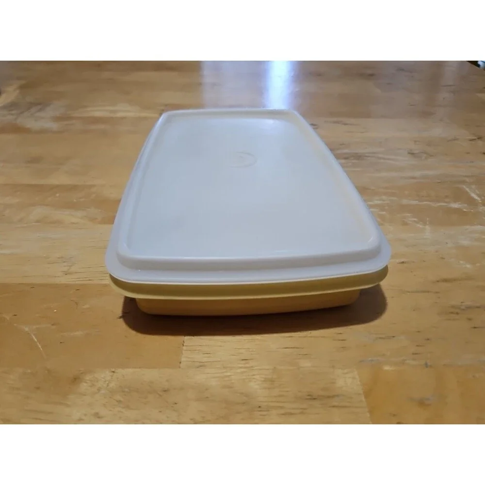 Vintage Tupperware Deli Meat Cheese Keeper Harvest Gold 816 W Sheer Lid 817 EUC